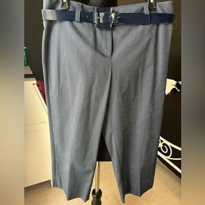 Navy blue white pinstriped capri pants